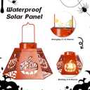 2-Pack 8.6" Halloween Solar-Powered Lanterns with Pumpkin Ghost Face Projection - Outdoor Jack-o'-Lantern Projection Lights, Waterproof Solar Stake Lights for Garden, Yard, Pathway Decor
