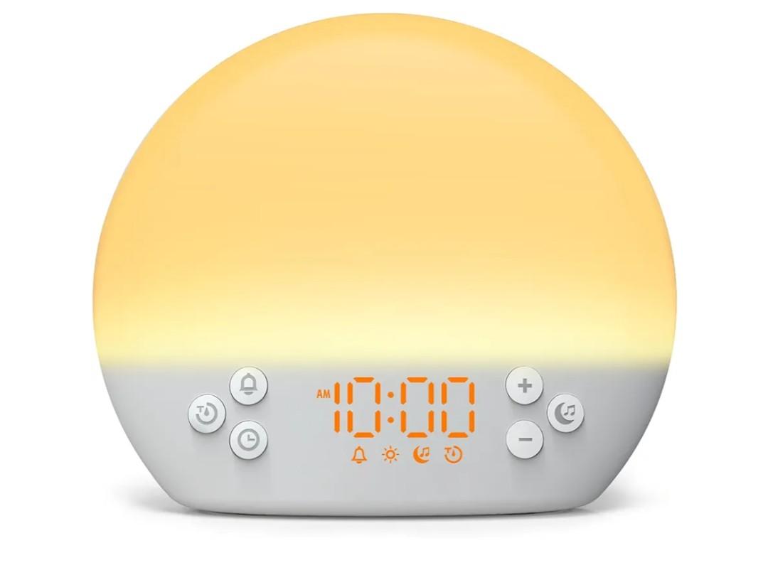 KEPLUG Wake Up Light Sunrise Alarm Clock,Digital Alarm Clocks Bedside Dimmable Night Light,White Noise Sound Machine 30 Soothing Sounds, Loud Alarm Clock for Heavy Sleepers Adults Kids,Ideal for Gift
