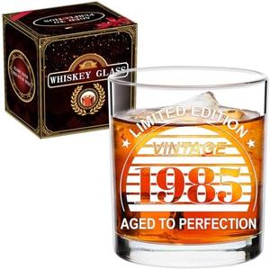 2 PACK Vintage 1985 Whiskey Glasses, Bourbon Glass, 40th Birthday Gifts Men, 40th Birthday Decorations for Men, Birthday Gifts for Him, Unique Christmas Gift