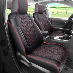 Rav4 Seat Covers Custom Fit for Toyota Rav4 Full Set Faux Leather Car Seat Covers Waterproof Full Coverage (Black Redline, 2013-2018 LE/XLE/Premium/Limited)