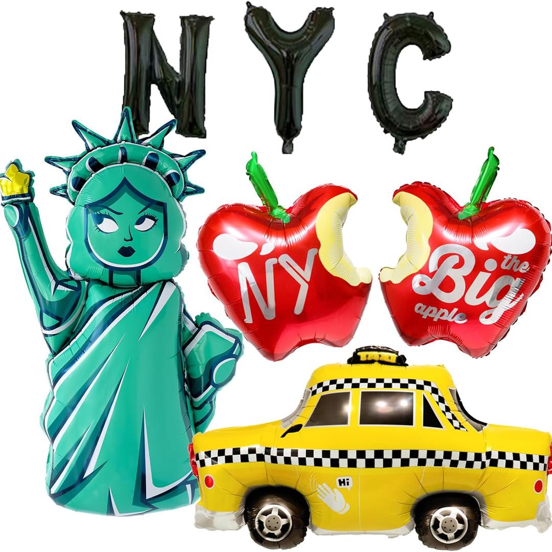NYC Cityscape Balloons New York City Theme Balloons Status of Liberty Taxi Balloon for NYC New York Birthday Party Decoration New York Theme Party Decorations Sex and The City I Love NY Decor