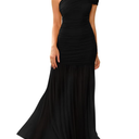 LAGSHIAN Women's Elegant Formal Long Dress One Shoulder Sleeveless Ruched Bodycon Evening Dress , S