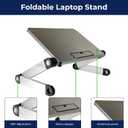 WorkEZ Light Adjustable Height Laptop Stand for Desk, Ergonomic Laptop Holder, Foldable Computer Stand, Cooling Computer Holder Notebook Riser for Desk, Silver