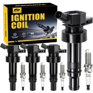 MIKKUPPA UF652 Ignition Coil Packs and Spark Plugs Replacement for 2012 2013 2014 2015 2016 2017 2018 2019 2020 Hyundai Accent Veloster Kia Rio Soul 1.6L, Replaces OEM 93815 Set of 4