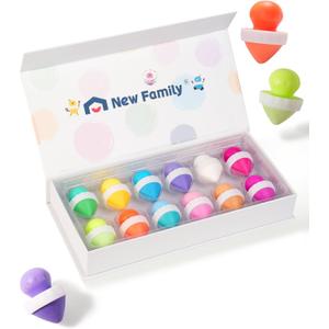 NewFamily Dustless Chalk for Kids-Non-Toxic Washable Sidewalk Chalk with Holder | Mess-Free Fun Play for Classroom & Home | Toddler-Friendly Outdoor Art & Blackboard Drawing (Blue)