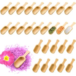 Dandat 100 Pack Mini Wooden Spoons for Jars Small Bath Salt Bamboo Spoons Bulk Small Scoop Mini Scooper Wooden Candy Spoon Washing Powder for Sugar Scrubs, Bath Salts, Cooking