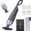 (2025 Upgraded) Cordless Pool Vacuum with Telescopic Pole, 60 Min Powerful Suction & Large Head, Rechargeable Handheld Cleaner for Above Ground Pools, Inground Pools, Hot Tubs, and Spa (Grey-Black Head)