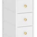 GiftGo Narrow Dresser Cabinet Vertical Slim Dresser Chest of Drawers Skinny Storage Tower for Small Spaces Gaps Closet Bedroom Bathroom Small Fabric Drawer Unit (White, 5 Drawers)