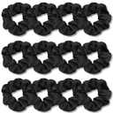 IVARYSS Scrunchies for Hair Sleep, Premium Satin Soft Than Silk for Women Curly Hair, Cute Bands Ties for Girls Thin | Thick Hair Styling, 12 Pack, Black