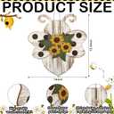3D Bee Front Door Sign with Sunflower 13" x 12" Large Farmhouse Wooden Bee Wreaths Rustic Wall Hanging Door Welcome Hanger for Spring Home Porch Wall Indoor Outdoor Party Decor