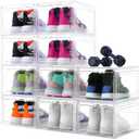 10 Pack Shoe Boxes Clear Plastic Stackable, Large Shoe Storage Organizer with Magnetic Clear Door, Shoe Container Sneaker Storage Display Case Fit up to US Size 12