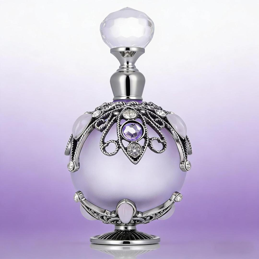 Vintage Perfume Bottle Refillable Empty Purple Perfume Bottles with Hollow-out Diamond-embellished Pattern, Suitable for Refilling, Travel-sized Valentine Decor Gifts