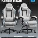 GTPLAYER Gaming Chair Fabric with Pocket Spring Cushion,Computer Office Chair with Lumbar Support for Adults Linkage Armrests and Footrest Ergonomic Gamings Chairs Height Adjustable LightGray, 20 inches