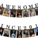 Awesome Since 2010 Photo Banner - Black Sweet Glitter 16th Birthday Decorations for Girls Boys with Photo Frames & String, Happy 16th Birthday Party Supplies Garlands Decor