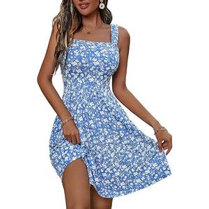 HUHOT Women's Summer Casual Square Neck Dress with Pocket Cute Sleeveless High Waist A-line Sundress Midi Dresses 2026, XL