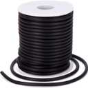 Pandahall 16.4 Yards/Roll 4mm PVC Tubuing Rubber Cord Solid Rubber Tube Cord with White Plastic Spool (Black)