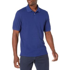 Amazon Essentials Men's Regular-Fit Cotton Pique Polo Shirt,(Large, Navy)