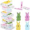 Thenshop Easter Wooden Blocks Stacking Game Tumbling Tower and Balance Games Bunny Table Decorations Wooden Stacking Game Indoor and Outdoor Play Bunny Stack Ideal Decor for Family Gathering