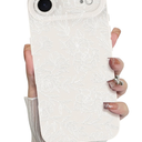 MZELQ for iPhone Air Case 2025, Silicone Floral Flower Rose Cute Pattern, Camera Protection Soft Slim Phone Cover for Girls Women -White