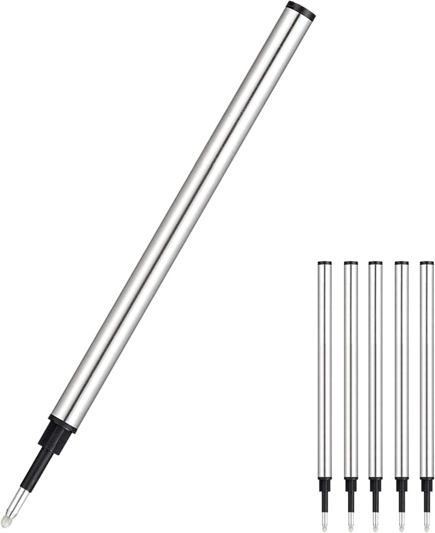 HeTaoCat Gel Rollerball Pen Refills, Roller Ball Fine Point 0.5mm, Black Ink Refill Pack of 5 - Replaceable Ballpoint Pen Refills Medium Point (Black)