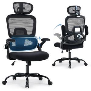 Office Chair with Adjustable Lumbar Support, Ergonomic Desk Chairs, Black