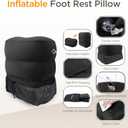 HOMCA Inflatable Travel Foot Rest Pillow (2-Pack) Adjustable Height Leg Pillow Fast Inflating Airplane Bed for Toddlers Footrest Pillow for Office, Airplane, Train, Cars, Home (Black)