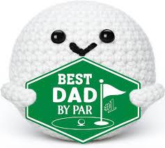 Roshtia Christmas Golf Best Dad by Par Handmade Knitted Crochet Golf Ball & 20oz Stainless Steel Tumbler Present Set Funny Birthday Gifts for Men Golfers Daddy Father Papa