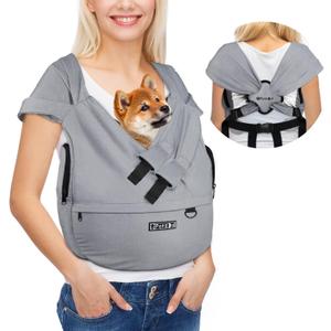 Petskd Dog Carrier Sling for Small Pet 7-15 LBS, Hands Free Front Facing Cat Sling Chest Carrier with Bottom Mat and Adjustable Strap for Pets Anti-Anxiety, Walk, Vet