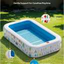 QPAU Kiddie Pool 65" x 39" Inflatable Pool for Kids & Toddlers, Ball Pit & Baby Pool with Soft Cushioned Floor, Canopy for Sun Protection, Durable Outdoor Play Toys for Backyard & Indoor (Blue)