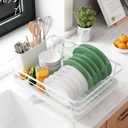 Kitsure Dish Drying Rack- Space-Saving Dish Rack, Dish Racks for Kitchen Counter, Stainless Steel Kitchen Drying Rack with a Cutlery Holder, 12''W x 15''L, White