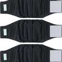 Wegreeco Washable Male Dog Belly Wrap - Pack of 3 - (Black, Black, Black, Large)