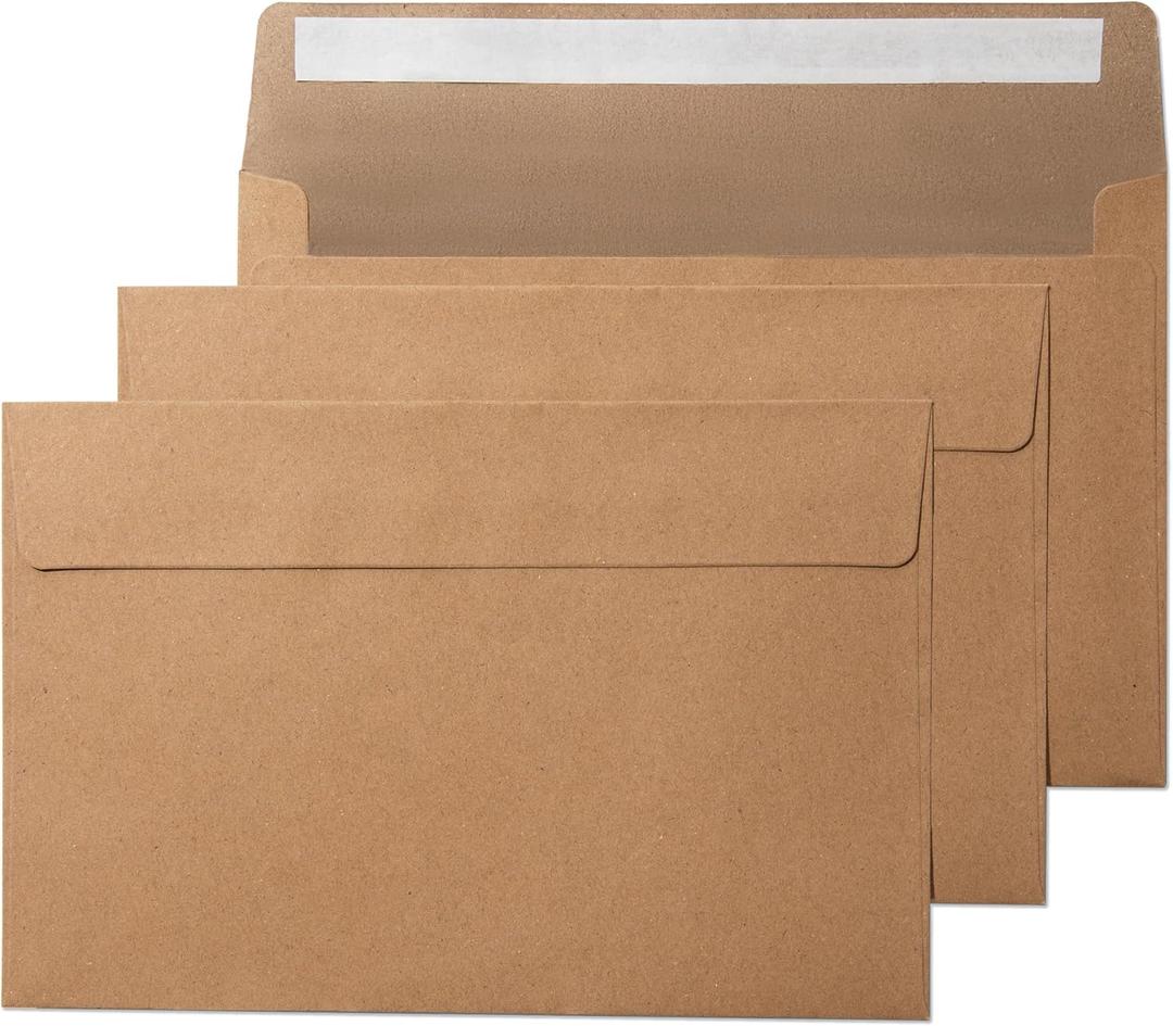 Pack It Chic - 5.5 X 8.5 Envelopes (250 Count) Kraft A9 Peel-and-Stick Envelopes for Photos, Letters, Invitations, Weddings, Announcements, and Holidays - 5 3/4" X 8 3/4"