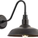 Gooseneck Outdoor Light Fixture, 10" Dome Exterior Farmhouse Lights for Barn, Bronze Porch Lighting, Gooseneck Wall Sconce for Patio Garage House