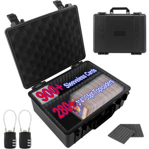 Graded Card Storage Box, Hold 280+ 35PT 3"x4" Toploader Storage Box, PSA Slab Case for SGC CSG BGS, Trading Card Case with 2 Locks, Sports Cards Organizer for Magnetic MTG Deck (S)