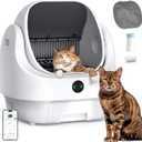 Open Top Automatic Litter Box, Odor Control, Ready to Use, Self Cleaning Litter Box, Large Capacity with APP Control and Safety Sensor, Ellenpent, with Trash Bags/Waterproof Mat/Litter Mat (White)