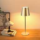 JACKYLED Cordless Table Lamps Rechargeable, 3 Adjustable Height, 5000mAh Battery Operated, 3 Colors Smooth Dimming, Portable LED Waterproof Table Lamp for Dining, Bedroom, Outdoor-Gold