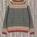 RoseSeek Women's Graphic Pullover Sweaters Crew Neck Long Sleeve Knitted Jumpers (Gray)