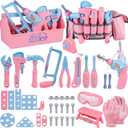 Kids Tool Set, 48PCS Toddler Tool Set with Electronic Toy Drill & Kids Tape Measure,Pretend Play Construction Toys Costume with Kids Tool Belt & Gloves,Toy Tools Box for Girl Boy Ages 3-8