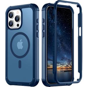 Red2Fire Magnetic for iPhone 15 Pro Max Case, [Compatible with MagSafe][Military Grade Drop Protection][Heavy Duty Shockproof] Non-Slip Translucent Matte Bumper Phone Case for iPhone 15 Pro Max 6.7" (Deep Blue)