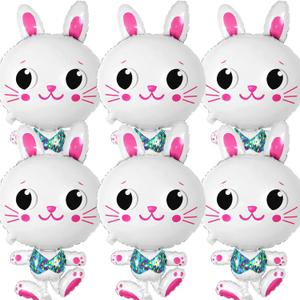 Easter-Balloons Bunny-Balloon 6PCS Large Easter Rabbit Balloons Party Supply Spring Baby Showers Birthday Decoration Indoor Outdoor Holiday Decor