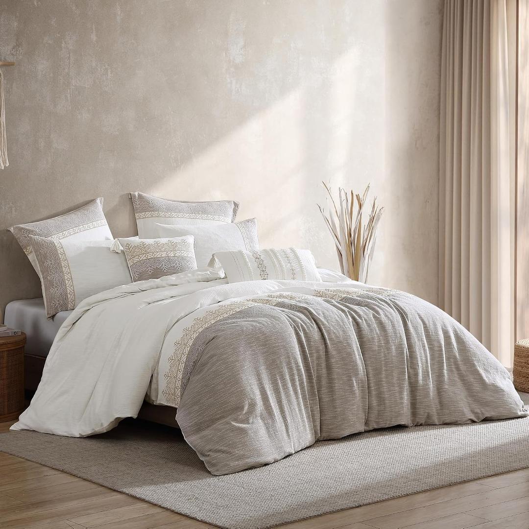 Riverbrook Home Preston Woven 5-Piece Comforter Set, Queen, Tan