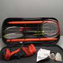 Zume Games Portable Badminton Set with Freestanding Base - Sets Up on Any Surface in Seconds - No Tools or Stakes Required (Red/Black/Green)