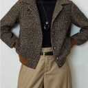 SOLY HUX Women's Elegant Jackets Plaid Button Down Blazer Casual Outerwear (Brown, M)