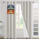 H.VERSAILTEX 100% Blackout Curtains for Bedroom 96 inches Long Light Blocking Linen Curtains with Thermal Barrier and Grommets for Modern Decor 2 Panel Sets, 52x96 Inch, Heather Stone(Not Solid)