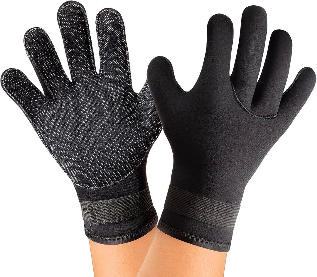 Neoprene Glove, Wetsuit Gloves 3mm with Waist Strap for Scuba Diving Snorkeling Paddling Surfing Kayaking Canoeing Spearfishing Skiing and Water Sports, Wetsuit Glove for Men, Women, Size: Large-X-Large