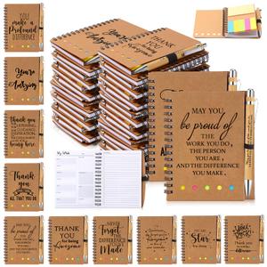 Tellingyou 10 Set Employee Appreciation Gift Bulk Inspirational Spiral Notebook with Motivational Pen Sticky Note End of Year Thank You Gift for Teacher Nurses Volunteer Birthday Graduate Party Favor