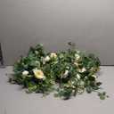 TOCHGREEN 2 Pack 13Ft Artificial Eucalyptus Flower Garland with White Roses, Fake Rose Flower Greenery Garland Floral Vines for Wedding Home Party Table Runner Decor (2PCS, White)