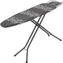 Deluxe Ironing Board with Heat Resistant Cover and Thicken Felt Pad, Safety Iron Rest, 4 Premium Steel Legs, Height Adjustable,Foldable (Gray and White Pattern)