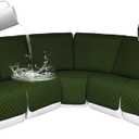 HDCAXKJ 100% Waterproof Reclining Sectional Couch Covers L Shape Recliner Sofa Cover Washable Quilted Soft Pet Dog Corner Recliner Slipcovers with Pockets (5 Seat Recliner Couch, Olive Green)