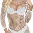 Vorifun Sexy Women Babydoll Stretchy Fishnet Lingerie Seamless Chemise Nightwear, One Size, 5 Color (White)